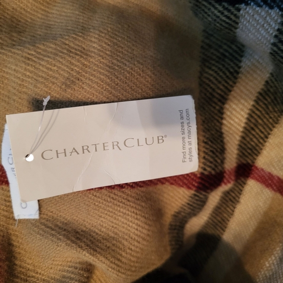 🩷 3/$15 Charter Club Camel Plaid Shawl, One Size, NWT - Picture 4 of 6